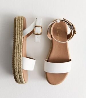 Extra Wide Fit White Jute Sole Flatform Sandals
Size 40XW suitable for a 41
