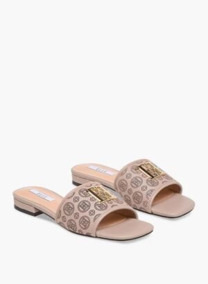 Elle Women's Laser Cut Detail Slip-On Flat Sandals in beige
Size 41
